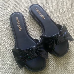 Petite Jolie Bow Slides Black 7